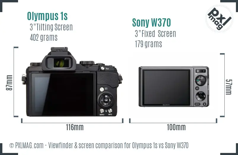 Olympus 1s vs Sony W370 Screen and Viewfinder comparison