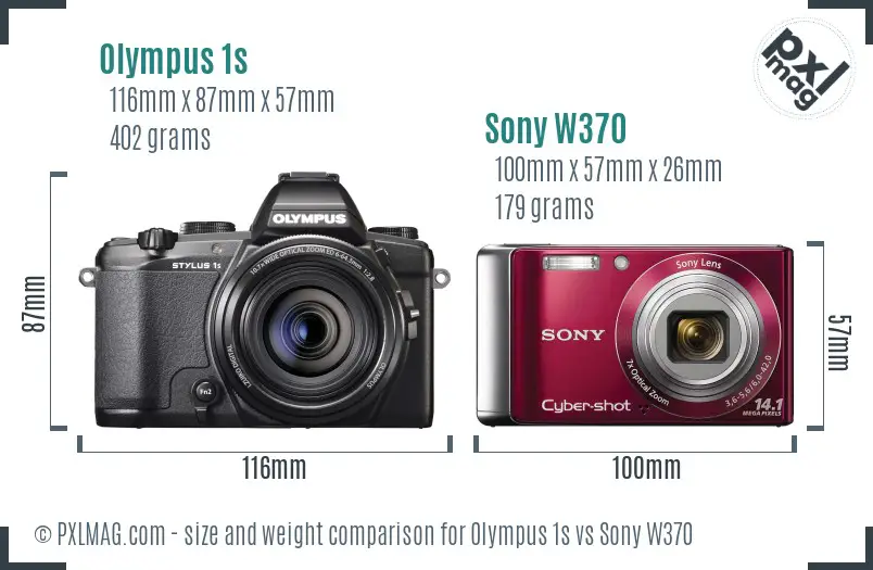 Olympus 1s vs Sony W370 size comparison