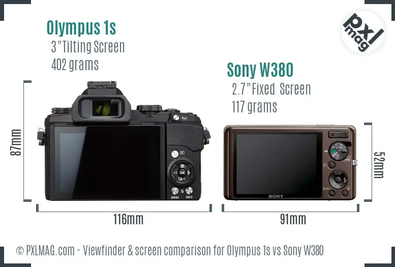 Olympus 1s vs Sony W380 Screen and Viewfinder comparison Olympus 1s vs Sony W380 Screen and Viewfinder comparison