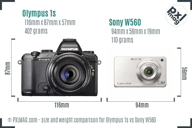 Olympus 1s vs Sony W560 size comparison Olympus 1s vs Sony W560 size comparison