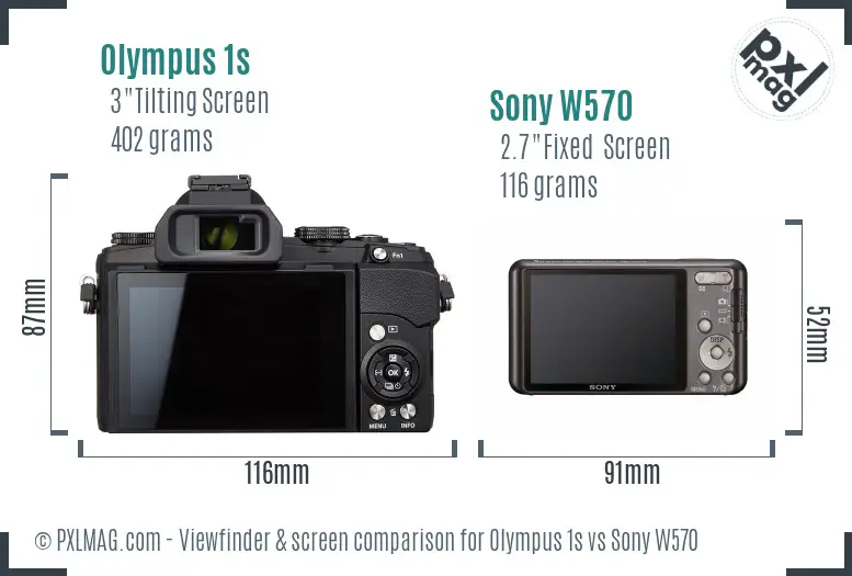 Olympus 1s vs Sony W570 Screen and Viewfinder comparison