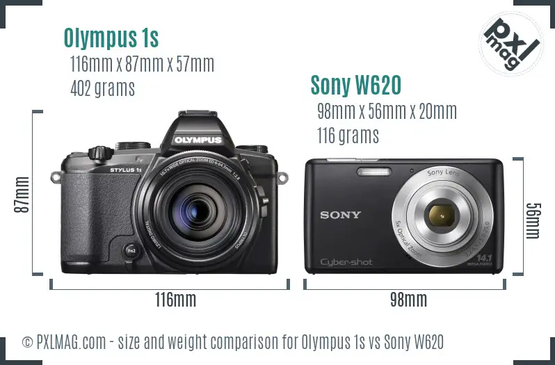 Olympus 1s vs Sony W620 size comparison