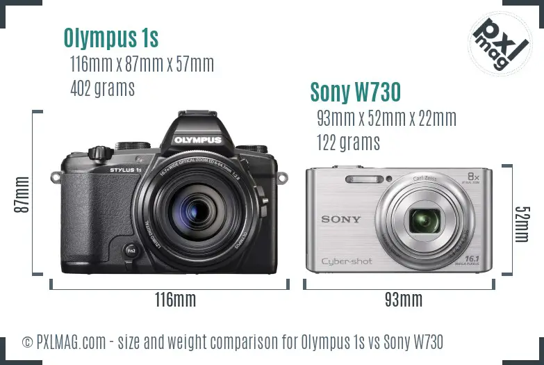 Olympus 1s vs Sony W730 size comparison