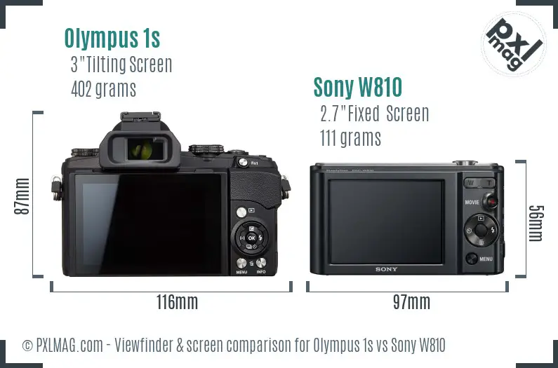 Olympus 1s vs Sony W810 Screen and Viewfinder comparison Olympus 1s vs Sony W810 Screen and Viewfinder comparison