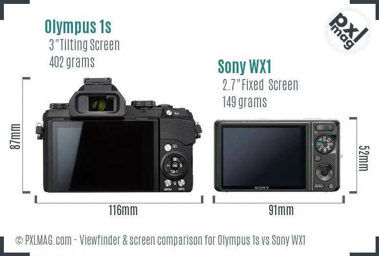 Olympus 1s vs Sony WX1 Screen and Viewfinder comparison