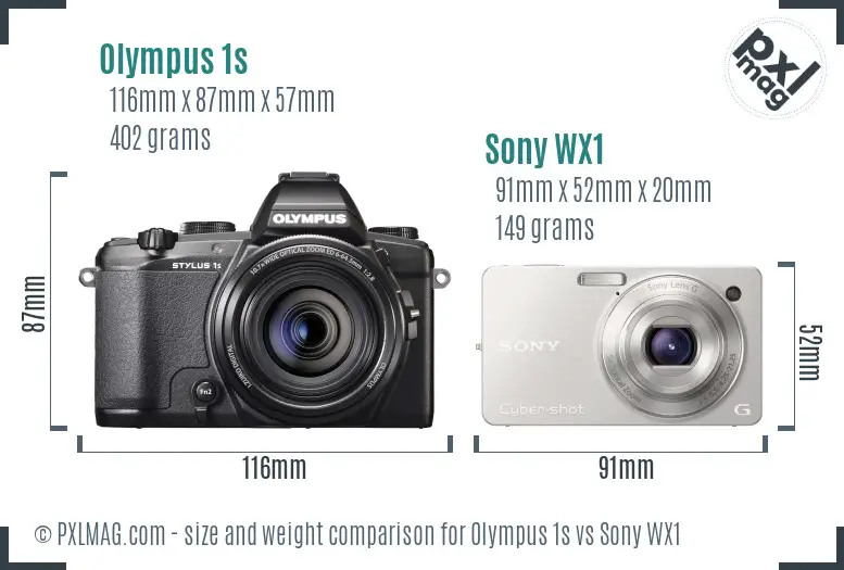 Olympus 1s vs Sony WX1 size comparison