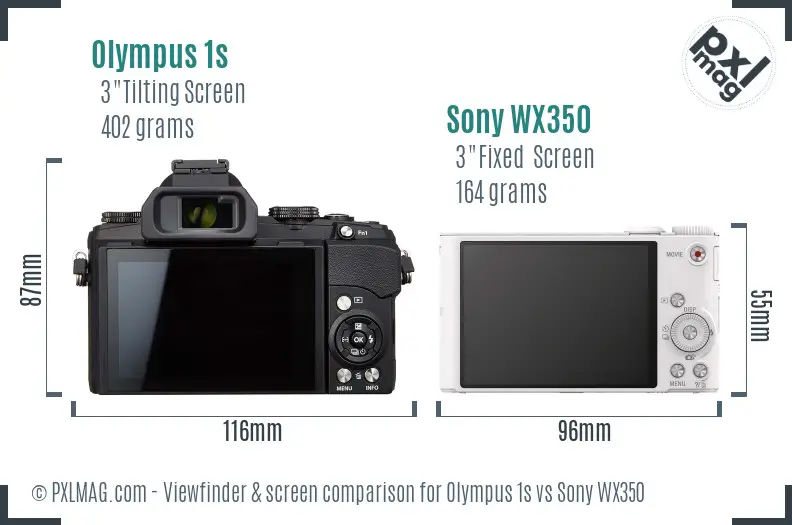 Olympus 1s vs Sony WX350 Screen and Viewfinder comparison