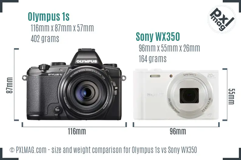 Olympus 1s vs Sony WX350 size comparison