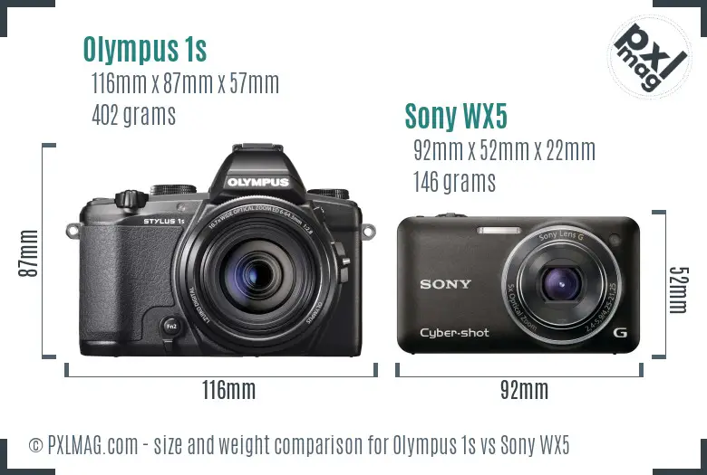 Olympus 1s vs Sony WX5 size comparison