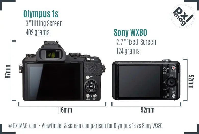 Olympus 1s vs Sony WX80 Screen and Viewfinder comparison
