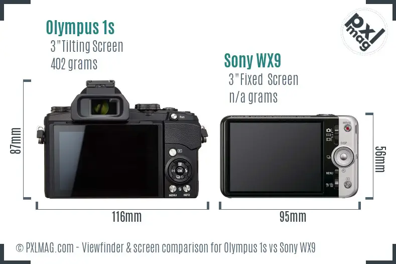 Olympus 1s vs Sony WX9 Screen and Viewfinder comparison