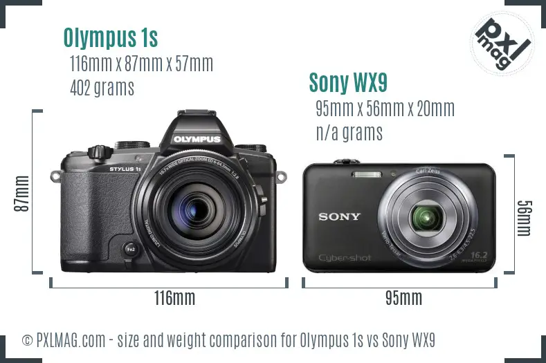 Olympus 1s vs Sony WX9 size comparison Olympus 1s vs Sony WX9 size comparison