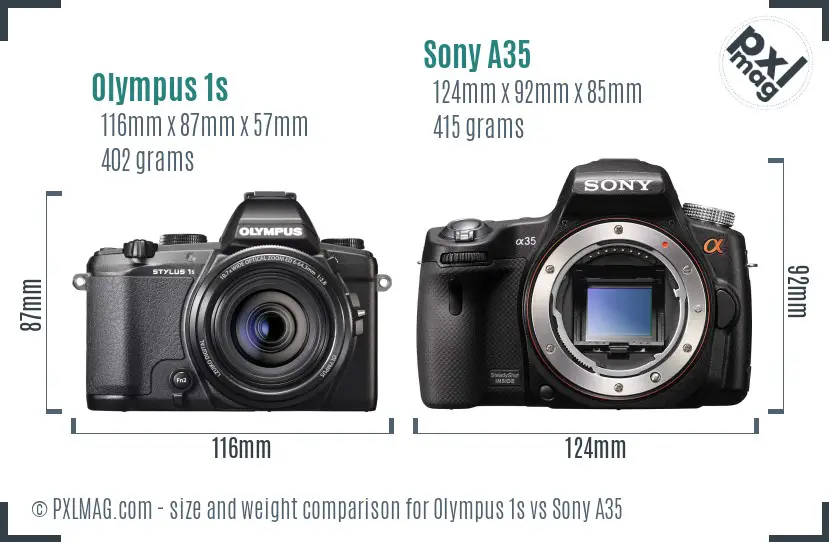 Olympus 1s vs Sony A35 size comparison Olympus 1s vs Sony A35 size comparison