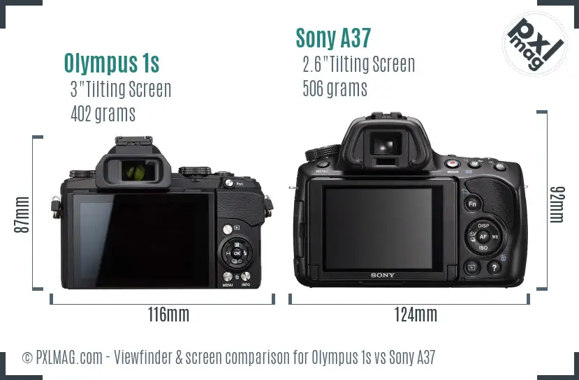 Olympus 1s vs Sony A37 Screen and Viewfinder comparison