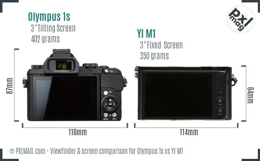 Olympus 1s vs YI M1 Screen and Viewfinder comparison