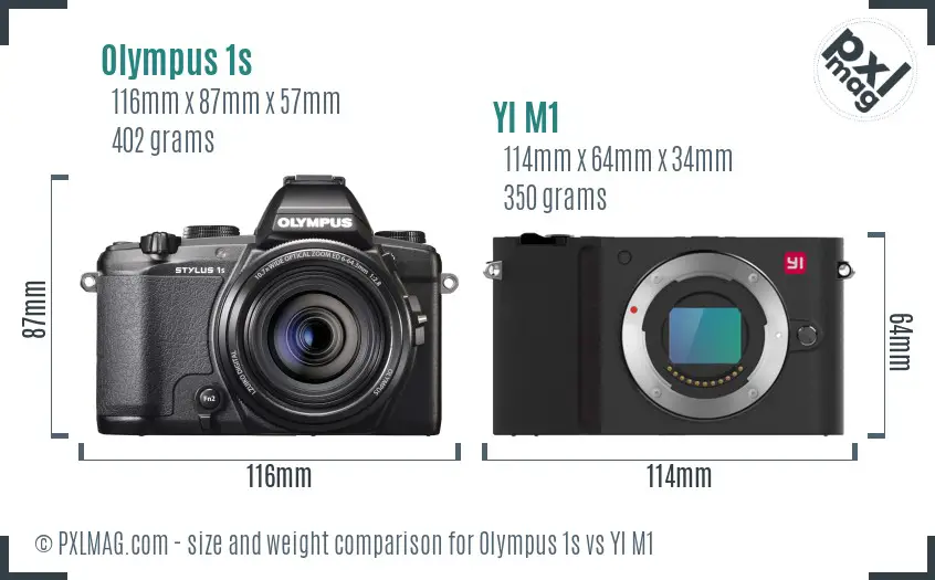 Olympus 1s vs YI M1 size comparison