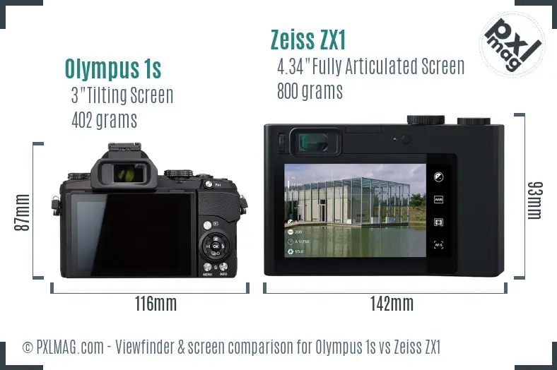 Olympus 1s vs Zeiss ZX1 Screen and Viewfinder comparison