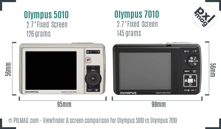 Olympus 5010 vs Olympus 7010 Screen and Viewfinder comparison