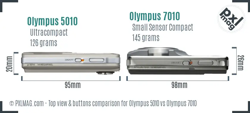 Olympus 5010 vs Olympus 7010 top view buttons comparison