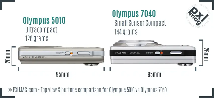 Olympus 5010 vs Olympus 7040 top view buttons comparison