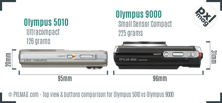 Olympus 5010 vs Olympus 9000 top view buttons comparison