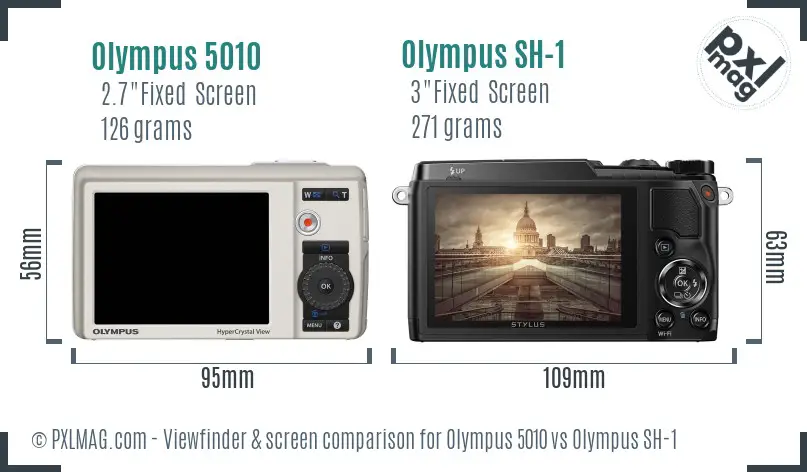 Olympus 5010 vs Olympus SH-1 Screen and Viewfinder comparison
