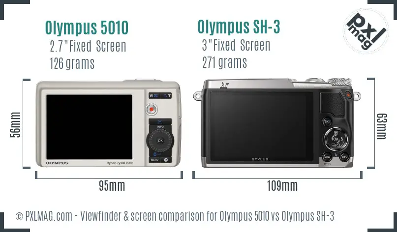 Olympus 5010 vs Olympus SH-3 Screen and Viewfinder comparison