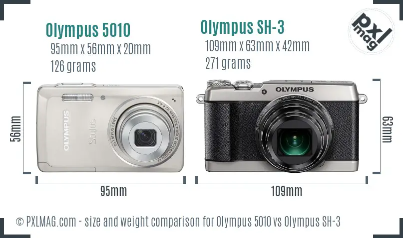 Olympus 5010 vs Olympus SH-3 size comparison