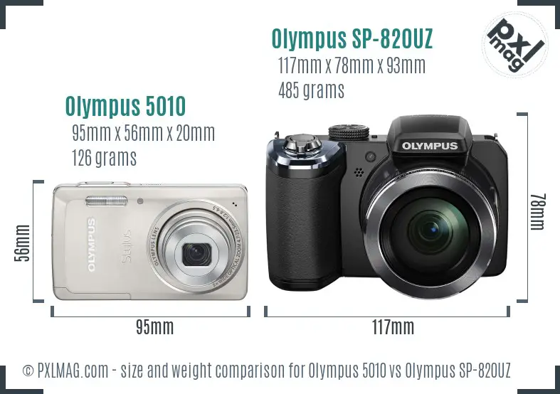 Olympus 5010 vs Olympus SP-820UZ size comparison