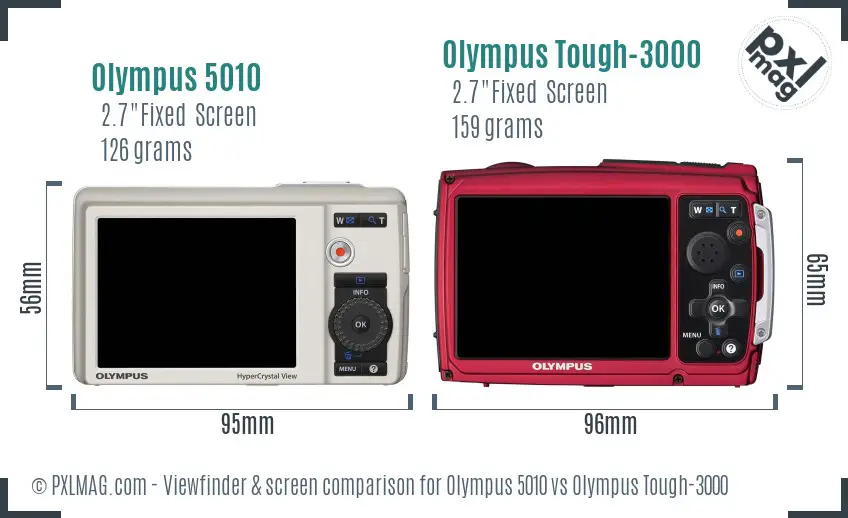 Olympus 5010 vs Olympus Tough-3000 Screen and Viewfinder comparison
