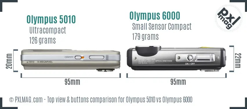Olympus 5010 vs Olympus 6000 top view buttons comparison