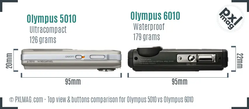 Olympus 5010 vs Olympus 6010 top view buttons comparison