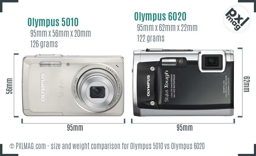 Olympus 5010 vs Olympus 6020 size comparison