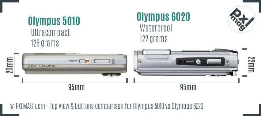 Olympus 5010 vs Olympus 6020 top view buttons comparison