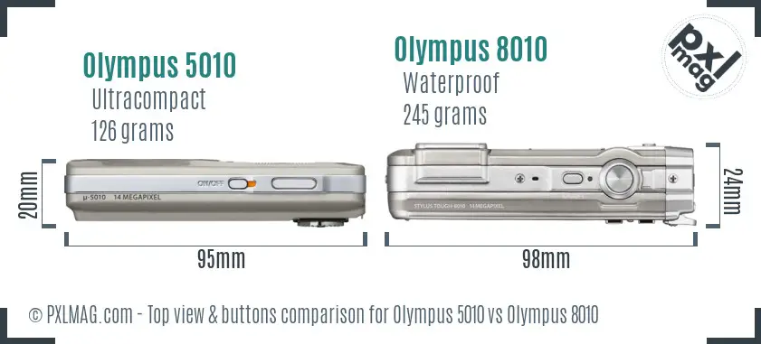 Olympus 5010 vs Olympus 8010 top view buttons comparison