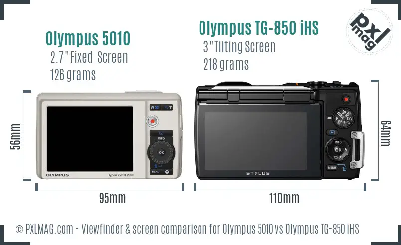 Olympus 5010 vs Olympus TG-850 iHS Screen and Viewfinder comparison