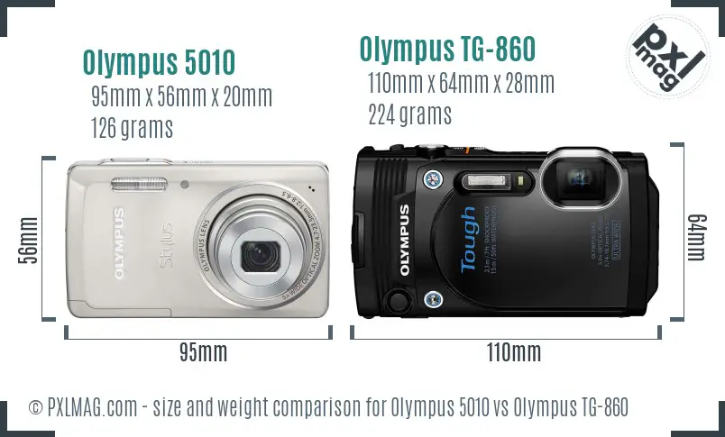 Olympus 5010 vs Olympus TG-860 size comparison