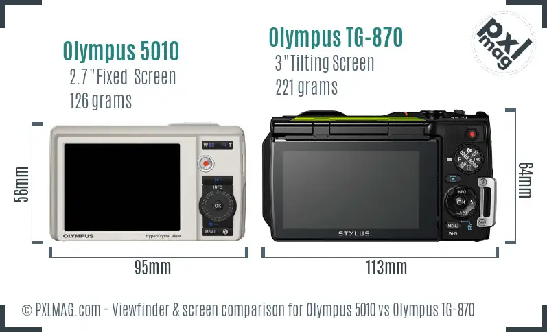 Olympus 5010 vs Olympus TG-870 Screen and Viewfinder comparison