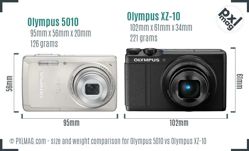 Olympus 5010 vs Olympus XZ-10 size comparison
