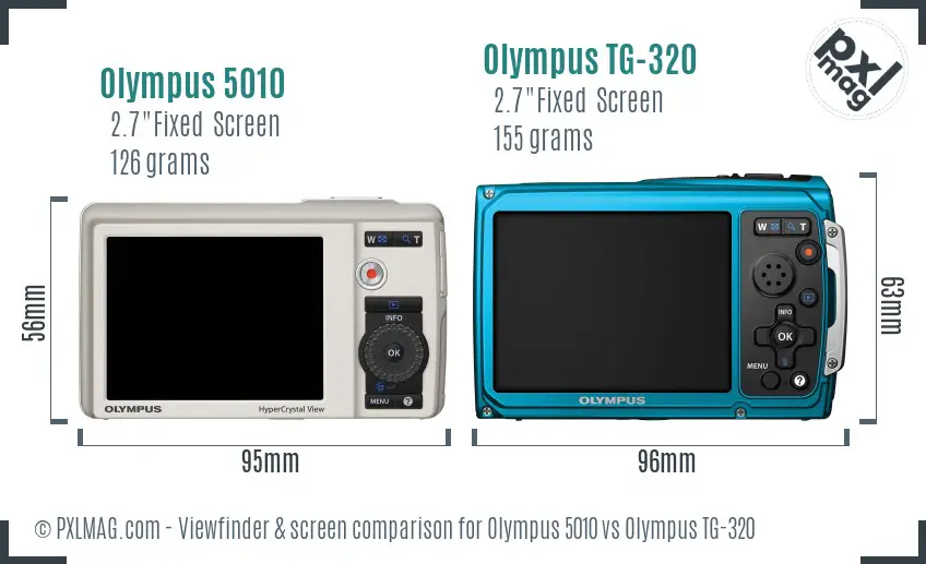 Olympus 5010 vs Olympus TG-320 Screen and Viewfinder comparison