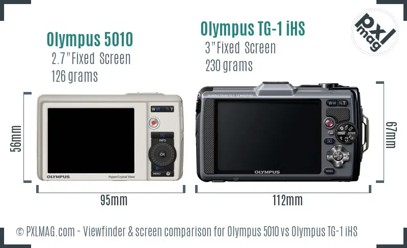 Olympus 5010 vs Olympus TG-1 iHS Screen and Viewfinder comparison