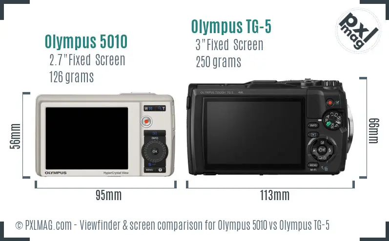 Olympus 5010 vs Olympus TG-5 Screen and Viewfinder comparison