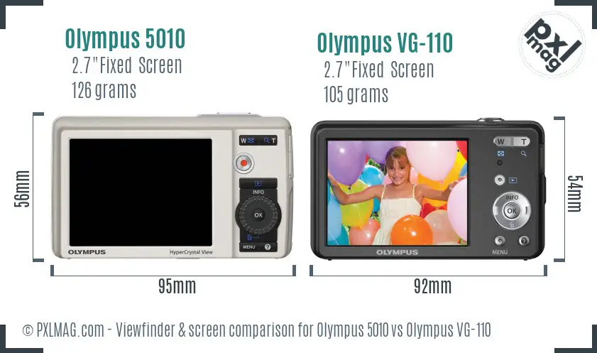 Olympus 5010 vs Olympus VG-110 Screen and Viewfinder comparison