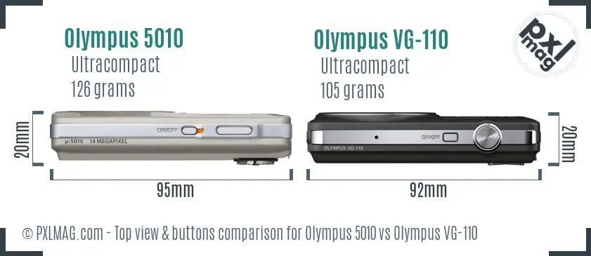 Olympus 5010 vs Olympus VG-110 top view buttons comparison