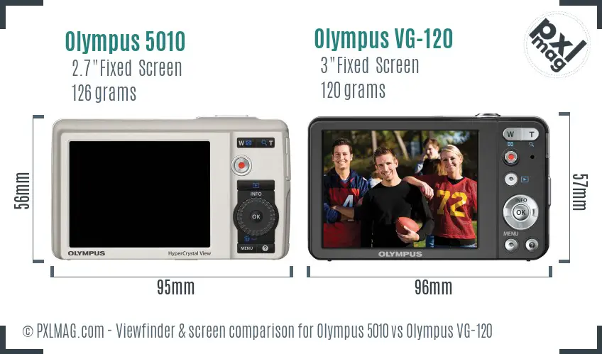 Olympus 5010 vs Olympus VG-120 Screen and Viewfinder comparison