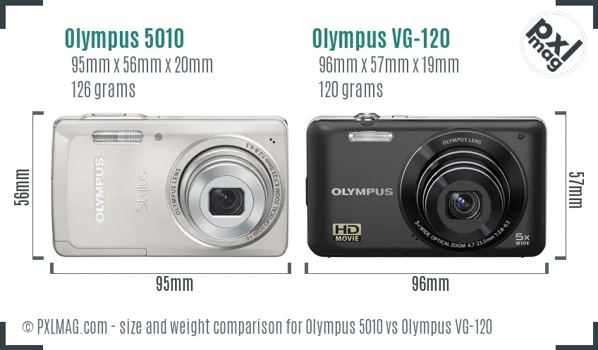 Olympus 5010 vs Olympus VG-120 size comparison