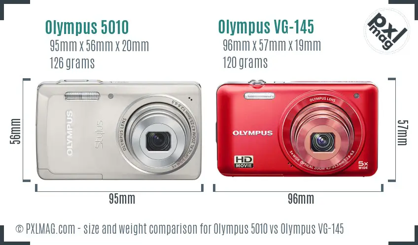 Olympus 5010 vs Olympus VG-145 size comparison