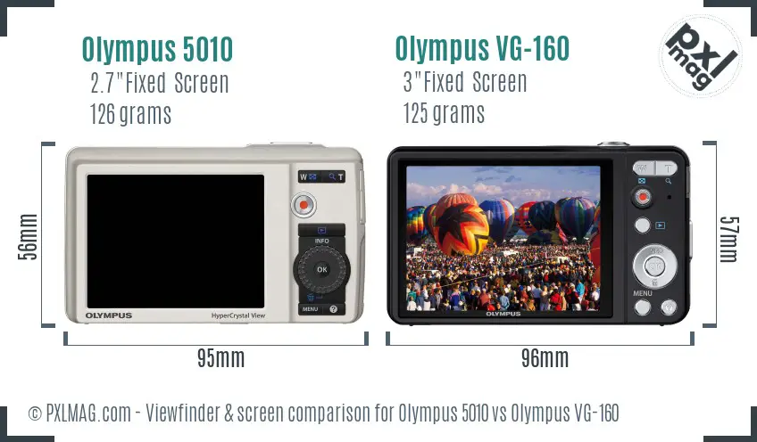 Olympus 5010 vs Olympus VG-160 Screen and Viewfinder comparison
