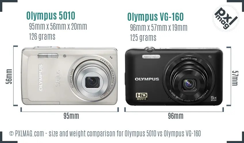 Olympus 5010 vs Olympus VG-160 size comparison