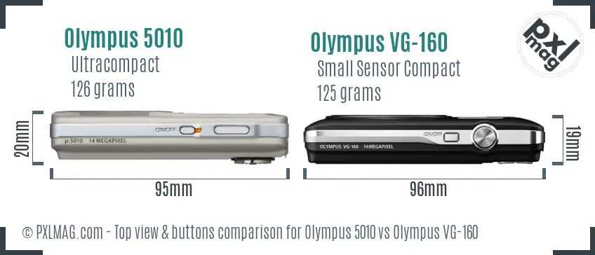 Olympus 5010 vs Olympus VG-160 top view buttons comparison